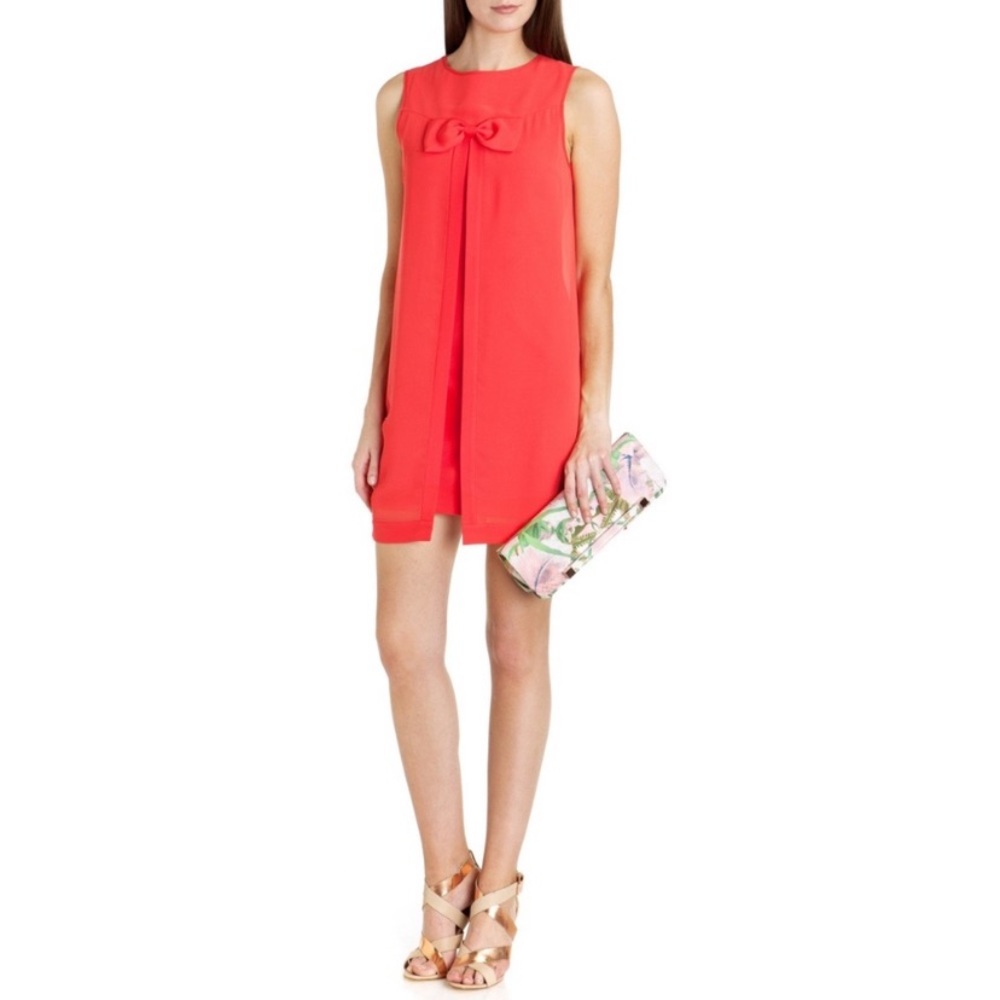 Ted Baker Josa Bow Swing Dress red/orange size 6